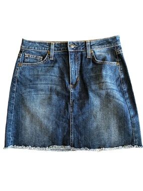 Just Black Denim Frayed Hem Mini Skirt Small High Rise